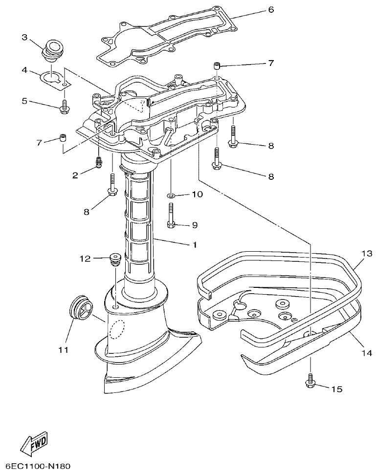 Yamaha F4BMH, F5AMH, F6CMH UPPER CASING parts diagram